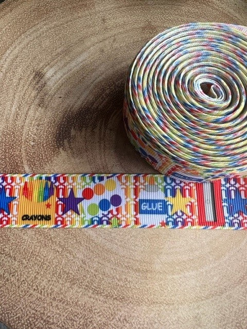Beautiful Bright Coloured Art Supplies Print Design Grosgrain Ribbon