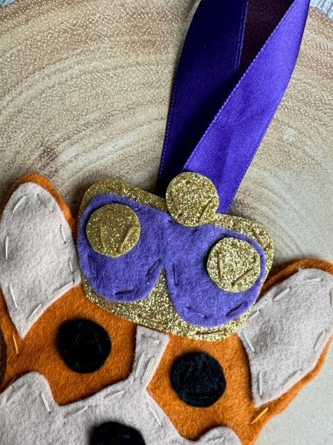 Handmade Cute Corgi & Crown Hanging Decoration - Keepsake Gift