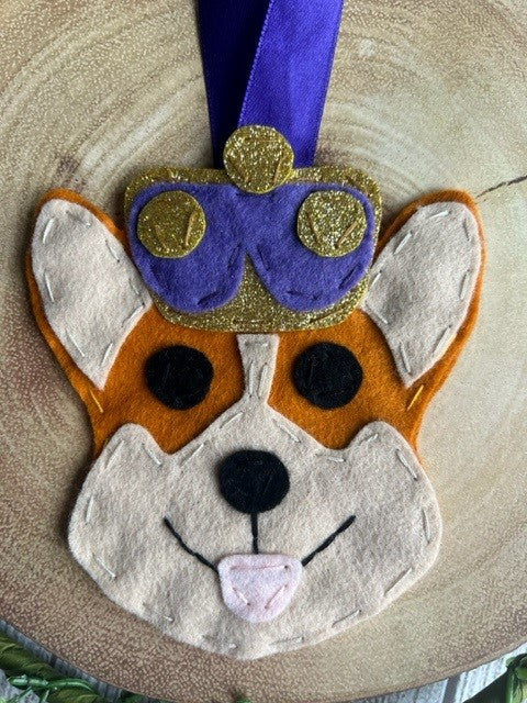 Handmade Cute Corgi & Crown Hanging Decoration - Keepsake Gift