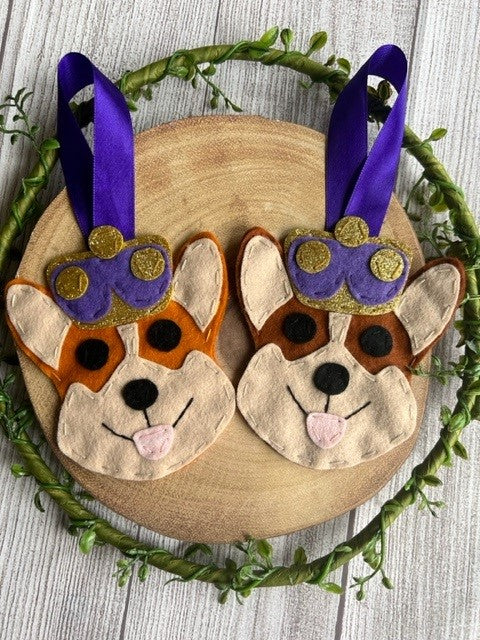 Handmade Cute Corgi & Crown Hanging Decoration - Keepsake Gift