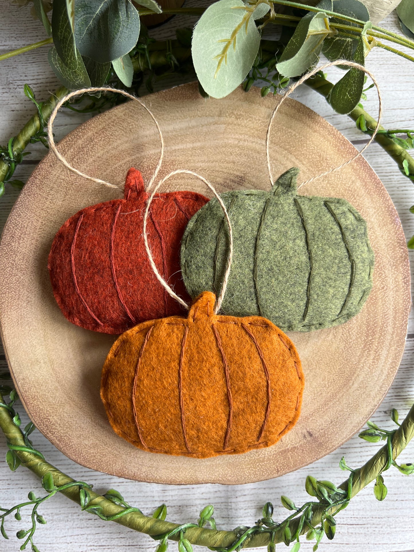 Handmade Selection Coloured Felt Pumpkins - 3 Colour Choices