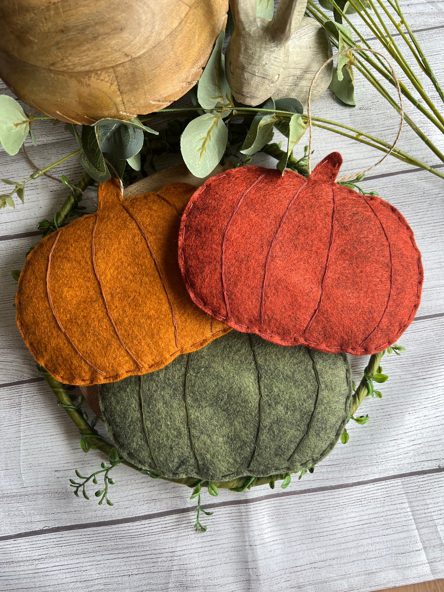 Handmade Selection Coloured Felt Pumpkins - 3 Colour Choices