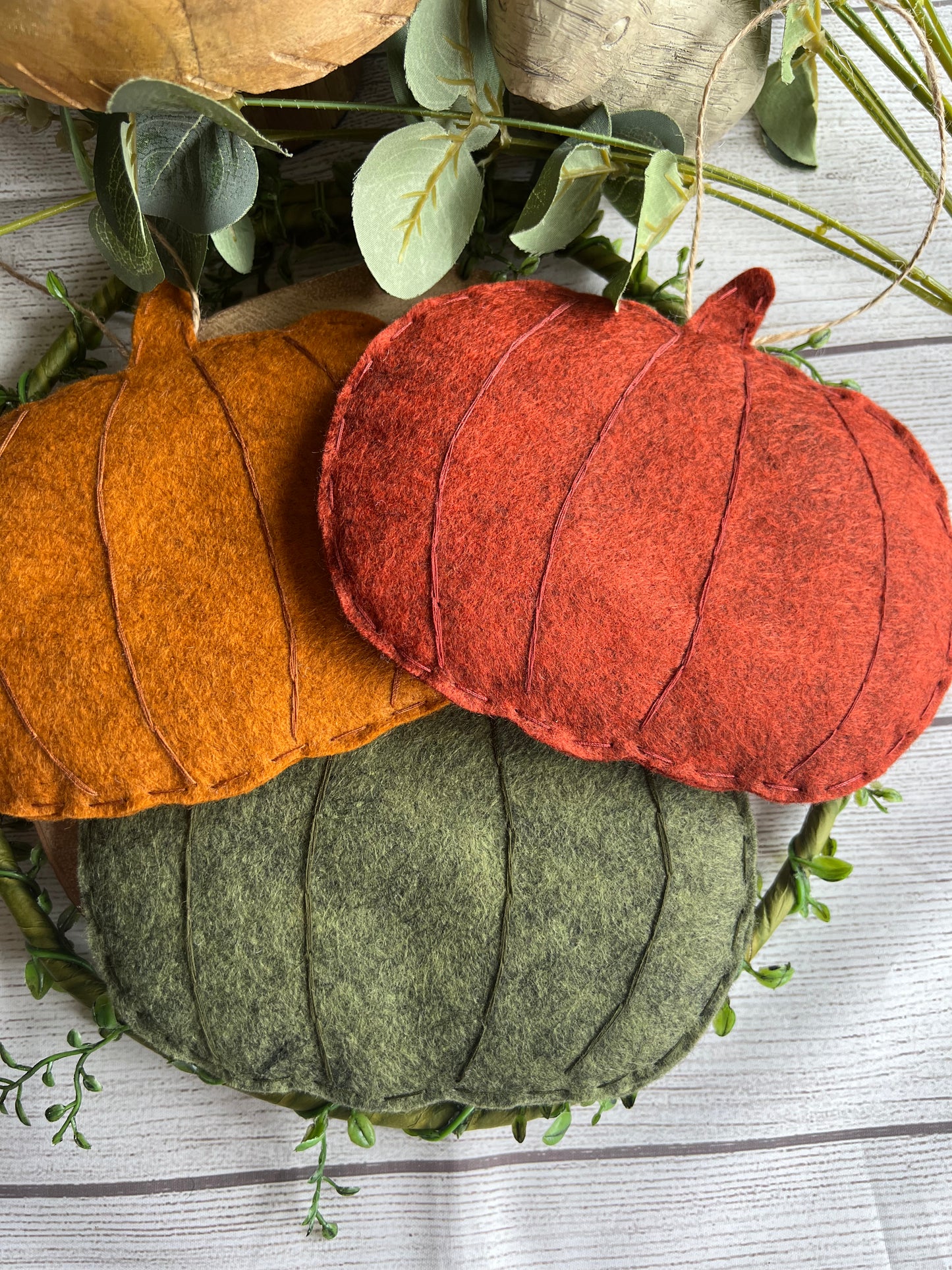 Handmade Selection Coloured Felt Pumpkins - 3 Colour Choices