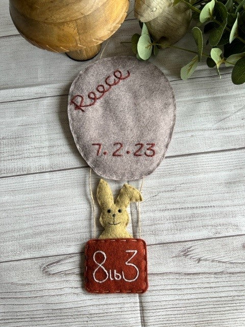 Handmade Personalised Hot Air Balloon New Baby Keepsake Gift