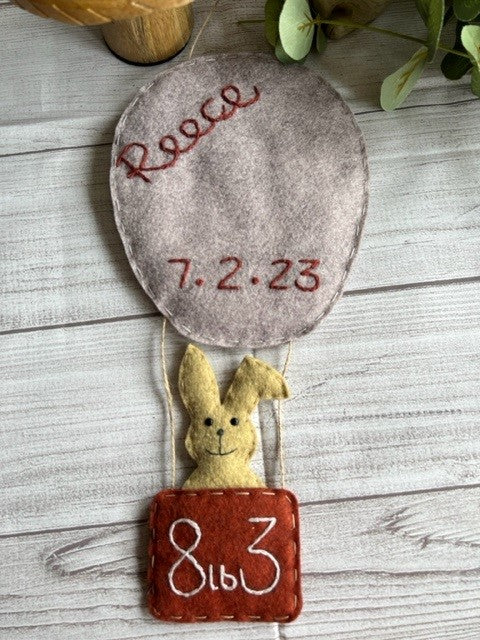 Handmade Personalised Hot Air Balloon New Baby Keepsake Gift