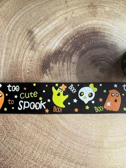 Beautiful Black Halloween 'Too Cute To Spook' Design Grosgrain Ribbon