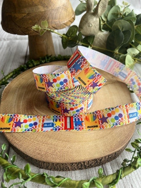 Beautiful Bright Coloured Art Supplies Print Design Grosgrain Ribbon