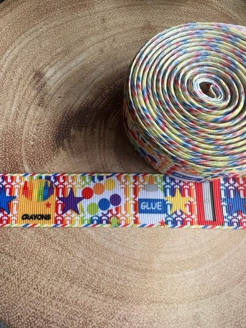 Beautiful Bright Coloured Art Supplies Print Design Grosgrain Ribbon