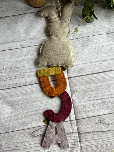 Handmade Personalised Rabbit & Woodland Theme Name Banner