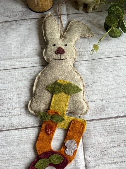 Handmade Personalised Rabbit & Woodland Theme Name Banner