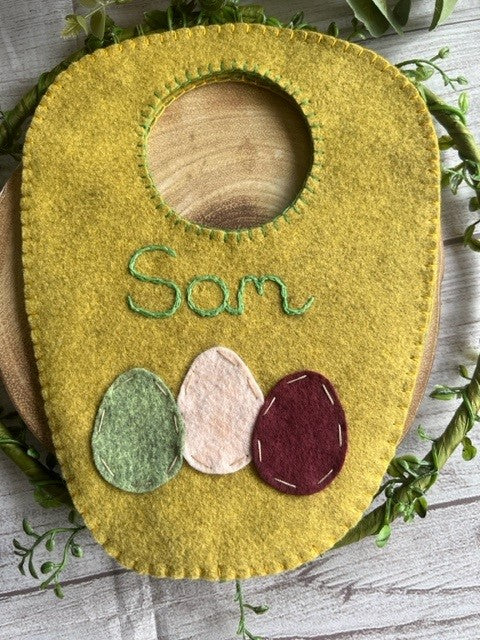 Handmade Personalised Felt Easter Bag - Easter Bunny with Easter Eggs