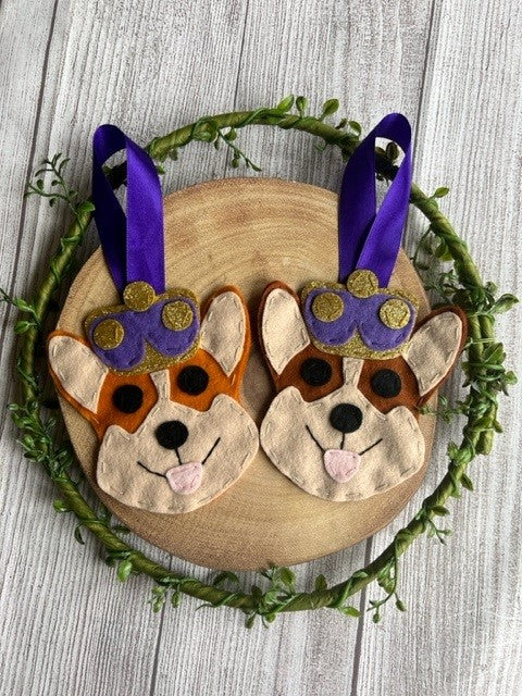Handmade Cute Corgi & Crown Hanging Decoration - Keepsake Gift