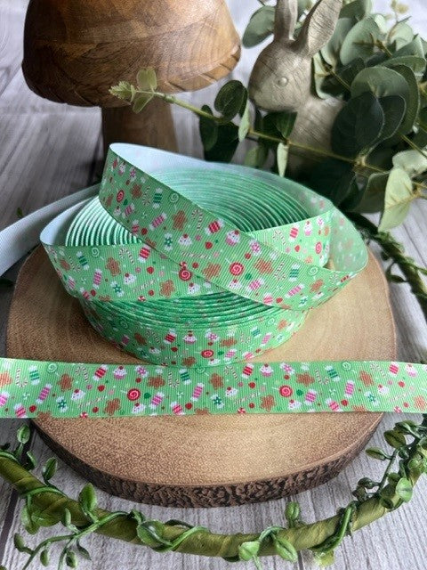 Beautiful Bright Gingerbread Goodies Design Grosgrain Ribbon