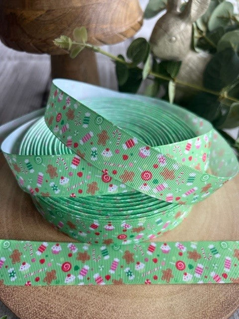 Beautiful Bright Gingerbread Goodies Design Grosgrain Ribbon