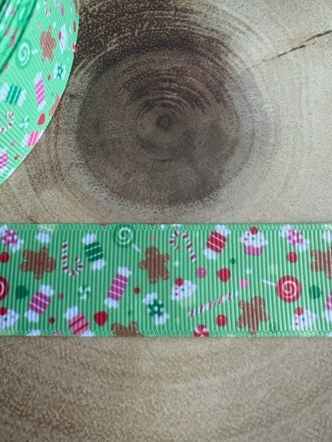 Beautiful Bright Gingerbread Goodies Design Grosgrain Ribbon