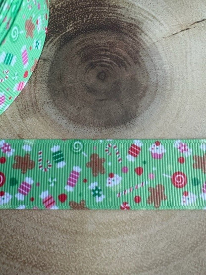 Beautiful Bright Gingerbread Goodies Design Grosgrain Ribbon