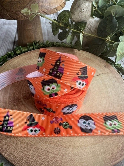 Beautiful Bright Halloween Themed Design Grosgrain Ribbon