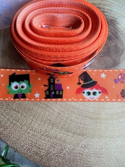 Beautiful Bright Halloween Themed Design Grosgrain Ribbon