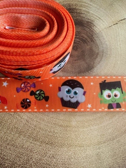 Beautiful Bright Halloween Themed Design Grosgrain Ribbon