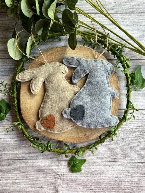 Handmade Beautiful Hanging Felt Rabbit Gift - Grey or Beige