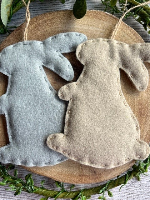 Handmade Beautiful Hanging Felt Rabbit Gift - Grey or Beige