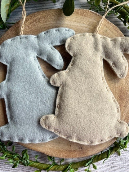 Handmade Beautiful Hanging Felt Rabbit Gift - Grey or Beige