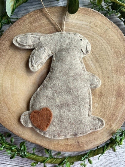 Handmade Beautiful Hanging Felt Rabbit Gift - Grey or Beige