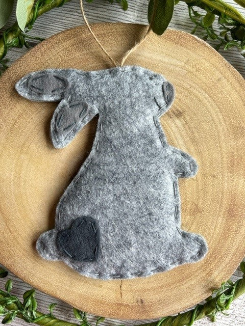 Handmade Beautiful Hanging Felt Rabbit Gift - Grey or Beige