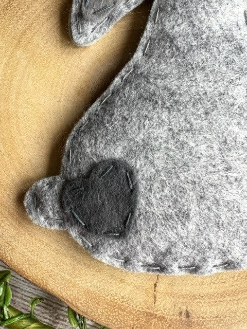 Handmade Beautiful Hanging Felt Rabbit Gift - Grey or Beige