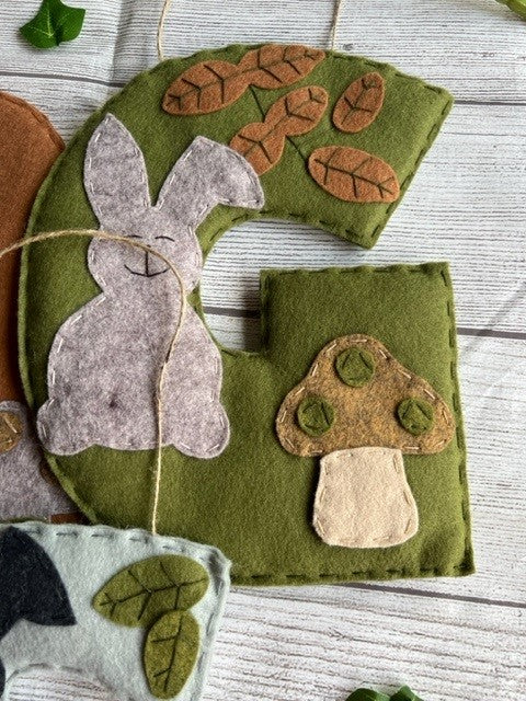 Handmade Large Initial Woodland Themed Hanging Gift Idea