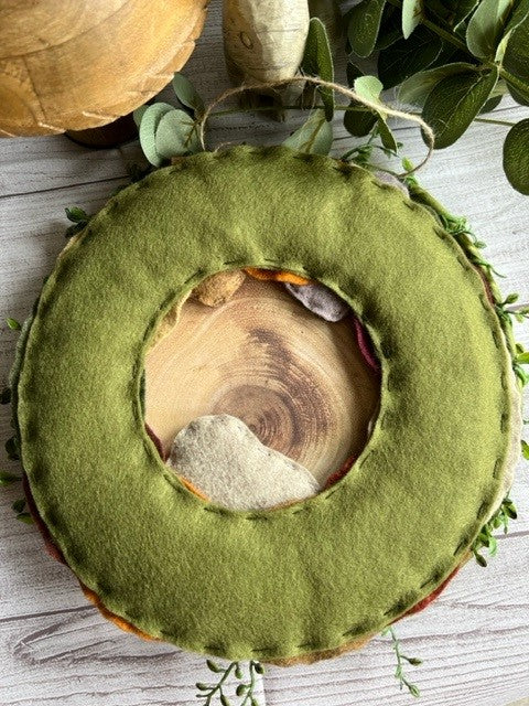 Handmade Leaf Acorn & Mushroom Felt Wreath