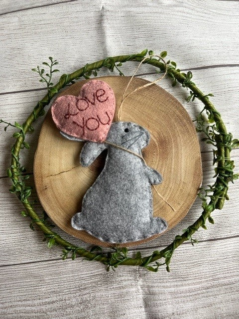 Handmade Rabbit With 'Love You' Balloon Hanging Gift