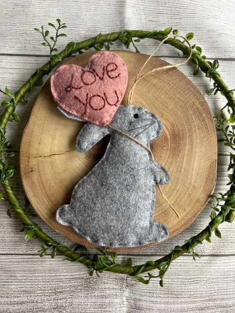 Handmade Rabbit With 'Love You' Balloon Hanging Gift