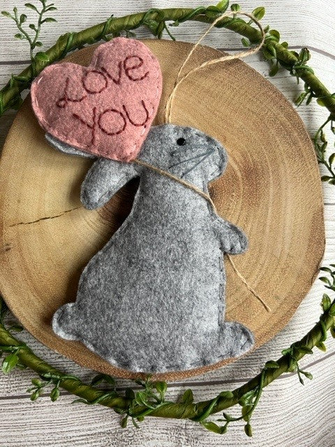 Handmade Rabbit With 'Love You' Balloon Hanging Gift