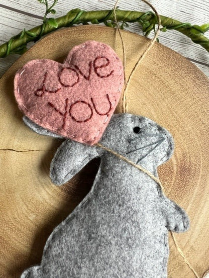 Handmade Rabbit With 'Love You' Balloon Hanging Gift