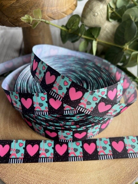 Beautiful Paris Themed Print Design Grosgrain Ribbon