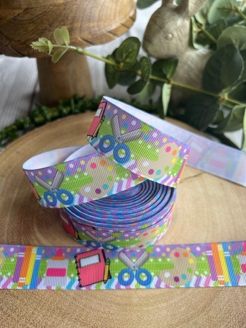 Beautiful Pastel Coloured Art Supplies Print Design Grosgrain Ribbon