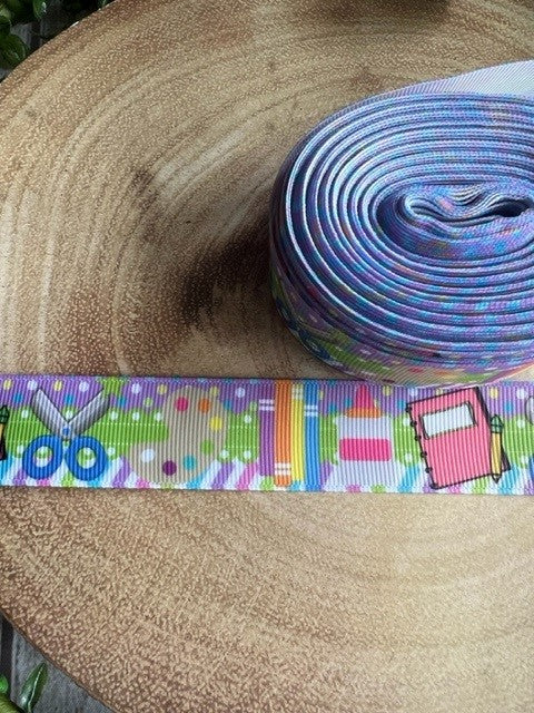 Beautiful Pastel Coloured Art Supplies Print Design Grosgrain Ribbon