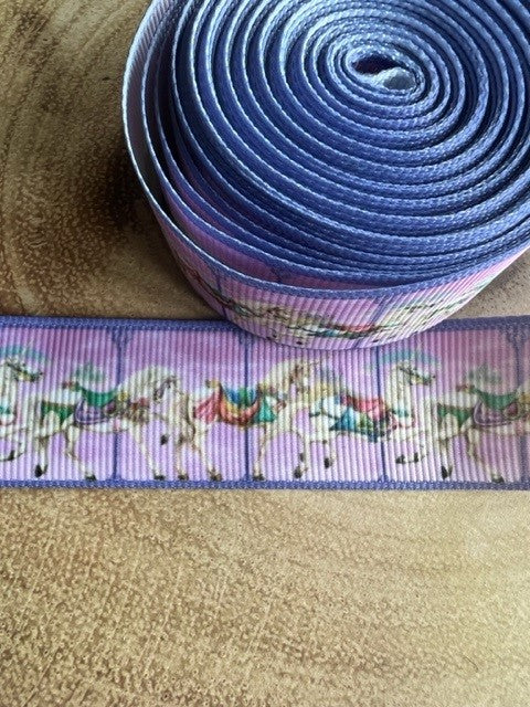 Beautiful Pretty Pastel Carousel Print Design Grosgrain Ribbon