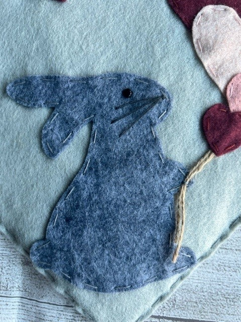 Handmade Rabbit With Heart Balloons Banner Gift