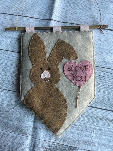 Handmade Rabbit & 'Love You' Heart Balloon Banner Gift