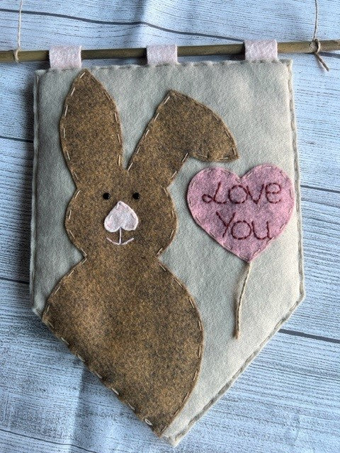 Handmade Rabbit & 'Love You' Heart Balloon Banner Gift