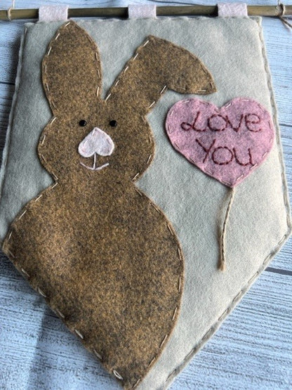 Handmade Rabbit & 'Love You' Heart Balloon Banner Gift