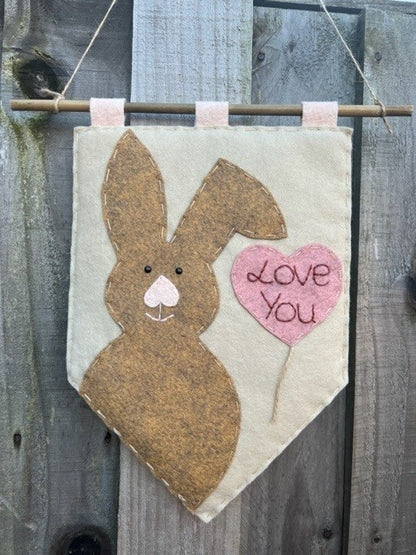 Handmade Rabbit & 'Love You' Heart Balloon Banner Gift