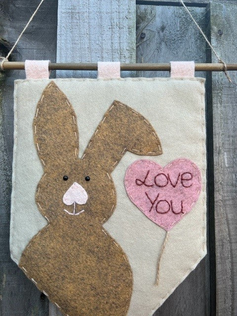 Handmade Rabbit & 'Love You' Heart Balloon Banner Gift