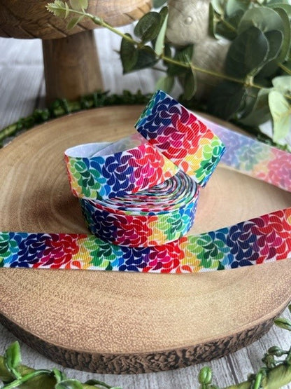 Beautiful Bright Coloured Rainbow Paisley Print Design Grosgrain Ribbon