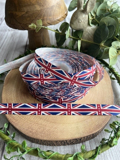 Beautiful Bright Union Jack Design Grosgrain Ribbon