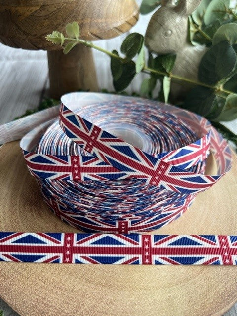 Beautiful Bright Union Jack Design Grosgrain Ribbon