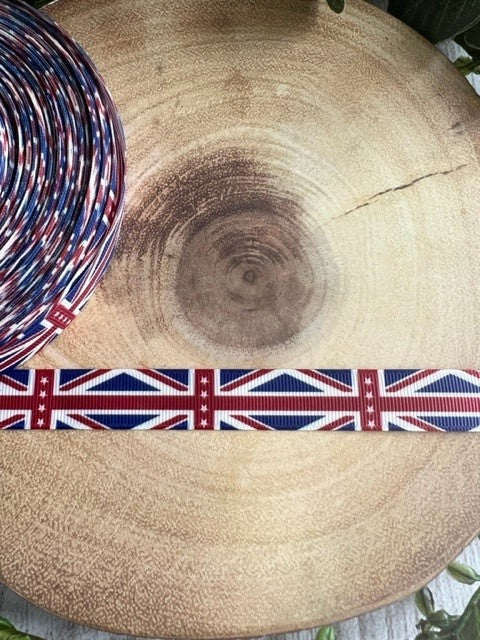 Beautiful Bright Union Jack Design Grosgrain Ribbon