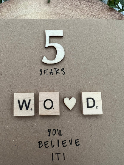 5 Year Wood Anniversary Card